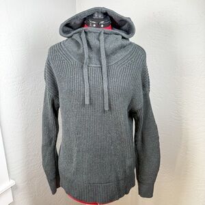 GAP Gray Chunky Hooded 100% Cotton Sweater Relaxed Fit Size M